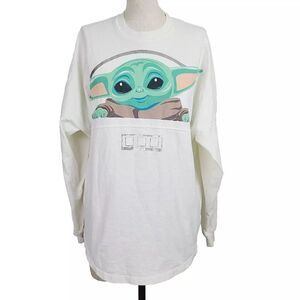 Disney Yoda Spirit‎ Jersey Top XS Ivory Green Knit The Bounty Crewneck Pullover